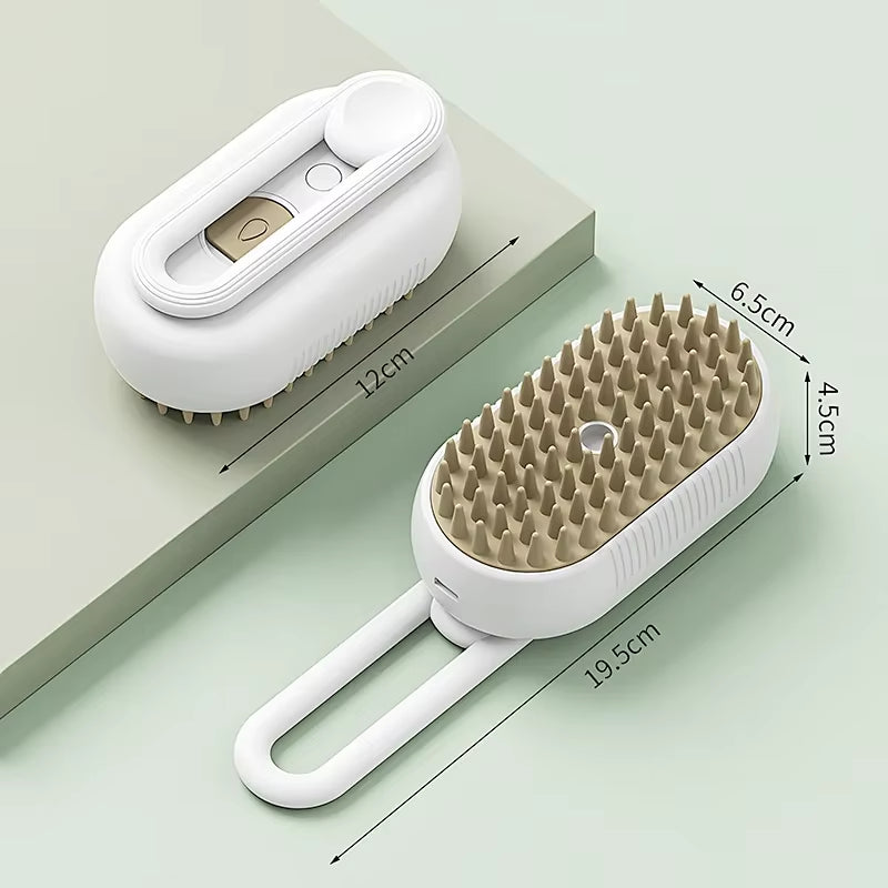3-in-1 Electric Steam Brush for Cats: Grooming, Massage, and Hair Removal Comb with Water Spray Function