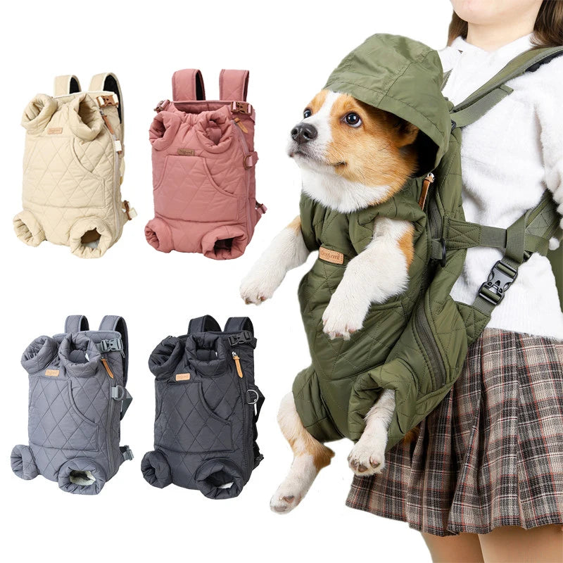 Winter Pet Dog Backpack - Insulated and Portable Travel Carrier for Small Dogs and Cats, Windproof and Safe Design