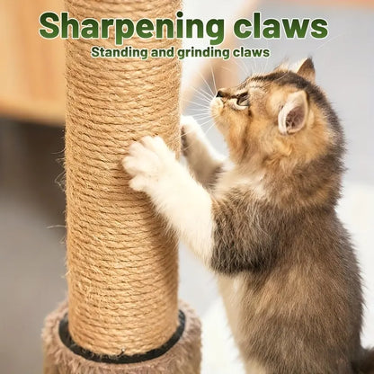 Cat Scratching Post 36.22” Palm Tree Sisal Cat Tree Tower with Interactive Toys Stable Base Multi-Level Climber for Indoor Cats Small Space Use Cat Stuff for Indoor