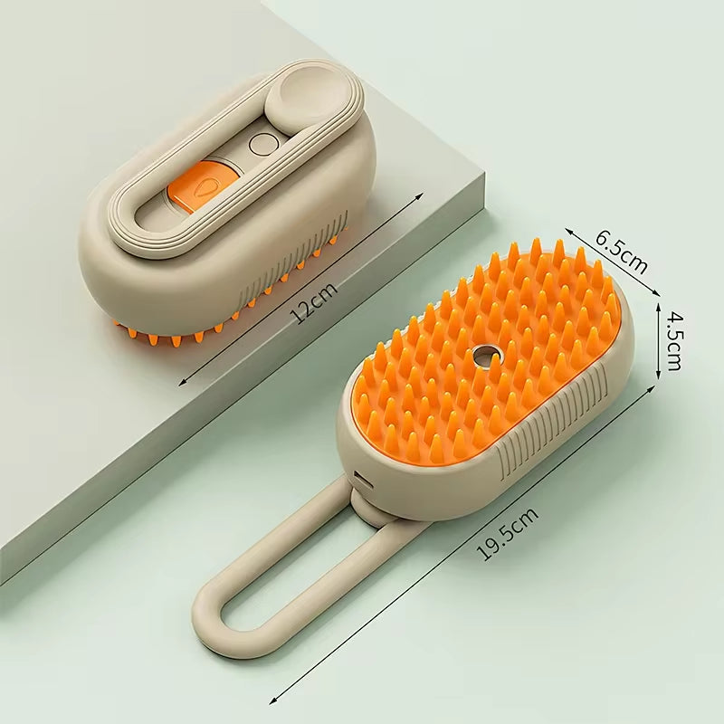 3-in-1 Electric Steam Brush for Cats: Grooming, Massage, and Hair Removal Comb with Water Spray Function