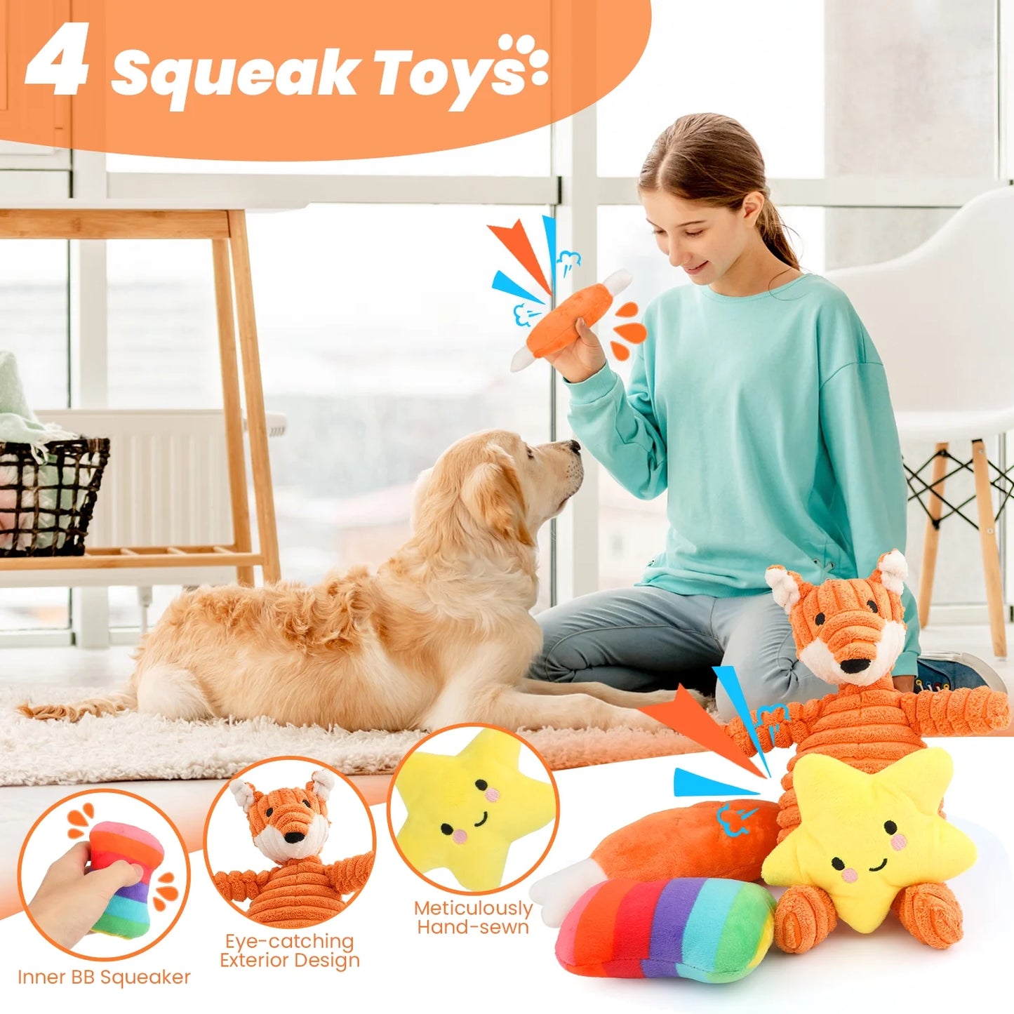 Premium 10-Pack Dog Toy Set for Small Breeds: Plush Squeaky Toys, Chew Toys, Treat Balls, and Rope Toys for Teething and Training